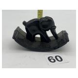 BLACK GLASS LETTER SEALER W/ ELEPHANT DESIGN