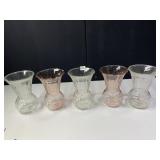 VASES PINK & CLEAR GLASS 8" H