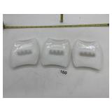 3 WHITE MILK GLASS ASHTRAYS