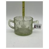 URANIUM GLASS DOUBLE HANDLED SUGAR BOWL