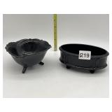 BLACK GLASS FOOTED SERVING PIECES