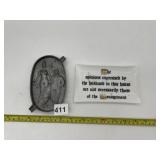 GLASS TRINKET DISH HUMOR METAL ASHTRAY