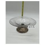 STERLING WEIGHTED BASE GLASS TOP COMPOTE DISH