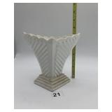 RARE STEPPED BASE WHITE MILK GLASS DECO VASE