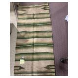 WOOL RUG, BEIGE TONES AND GREEN 27.5" X 58"