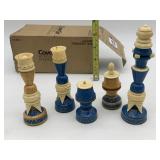 CHESS PIECES W/ WITH CARVED BONE