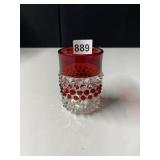 RUBY HOBNAIL GLASS 4" H