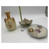 ROYAL MUNICH BASKET, HAND PAINTED VASE, FINGER