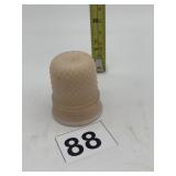 GLASS THIMBLE MARKED 1.75" H X 1.75" D - SM. CHIP