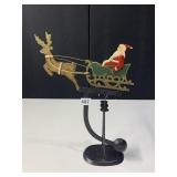 METAL SANTA AND REINDEER PENDULUM TOY 17"H
