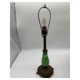 JADEITE BOURDOIR LAMP ART DECO CAST BASE 23" H -