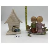 BIRD HOUSE AND CHILD FIGURINE
