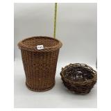 2 WICKER WASTE BASKETS