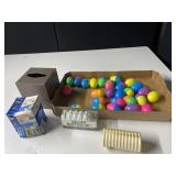 TISSUE COVER METAL, SHOWER RINGS, PLASTIC EGGS,