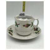 ROSE MOTIF MUSTACHE MUG AND SAUCER