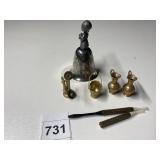 MINIATURE BRASS PHONE, VASES, ETC.