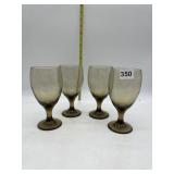 4 SMOKED GLASS WATER GOBLETS