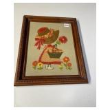 HOLLY HOBBIE NEEDLE WORK FRAMED 14 X 17