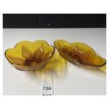 VINTAGE AMBER BOWL & CELERY DISH