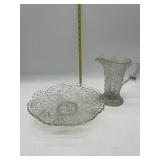 GLASS PITCHER AND DISH