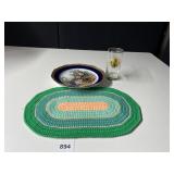 LIMOGE COLLECTOR PLATE, 100 YR GLASS, CROCHET