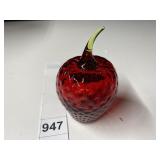 GLASS STRAWBERRY 5" H