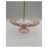 PINK DEPRESSION GLASS FOOTED SERVING BOWL