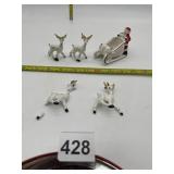 SANTA SLEIGH WITH 2 REINDEER, 2 OTHER DEER