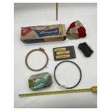 EMBROIDERY HOOPS, CHANGE PURSE, TIN, PASTELS,
