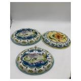 VINTAGE 3 OVAL FISH & FLOWER WALL HANGINGS TIN