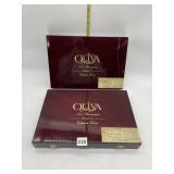 TWO WOOD CIGAR BOXES BY OLIVA