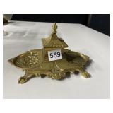 BRASS TEMPLE INK WELL CLAW FEET