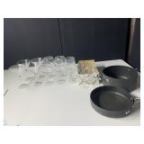 ETCHED GLASSES, NATIONAL HEALTH POTS