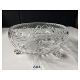 FOOTED CRYSTAL ETCHED BOWL 5" H X 10" ROUND