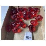 VINTAGE STRAWBERRY ORNAMENTS, MISSING SOME OF THE