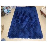 RECTANGULAR SHAG RUG IN NAVY BLUE WITH DEEP PILE