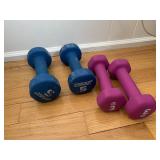 FOUR NEOPRENE-COATED HAND WEIGHTS COMPRISING TWO