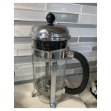 GLASS AND CHROME FRENCH PRESS COFFEE MAKER WITH