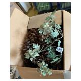 PINE CONES 2 SIZES AND IRON LEAF