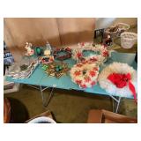 ASSORTED HOLIDAY DECORATIONS, WRAPPING PAPER