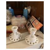 MILK GLASS CANDLE HOLDERS, MULTITASKER, GLASS