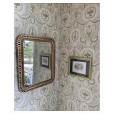 19X23 ACCENT MIRROR AND FRAMED SIGNED FLOWER ART