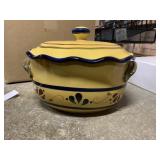 CERAMIC FOOTED COMPOTE OR COVERED DISH, YELLOW