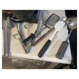 COLLECTION OF KITCHEN UTENSILS AND IMPLEMENTS