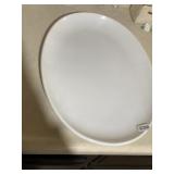 LARGE WHITE CERAMIC OVAL SERVING PLATTER WITH