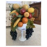 VINTAGE ARTIFICIAL FRUIT ARRANGEMENT IN MILK