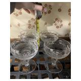 4 WATERFORD COMPOTES WITH DIAMOND AND