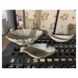 THREE LENOX SHELL-FORM DISHES WITH GILT