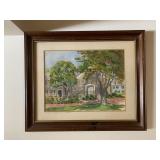 FRAMED WATERCOLOR BY M. SENTY 1985 DEPICTING STONE