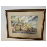 FRAMED WATERCOLOR BY FRED BEES 1980 DEPICTING